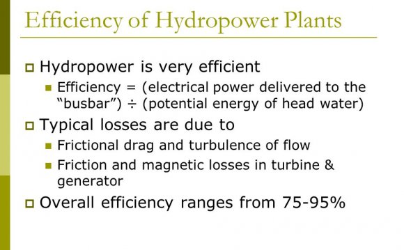 Efficiency of hydropower plants