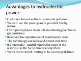 Advantages to hydroelectric power